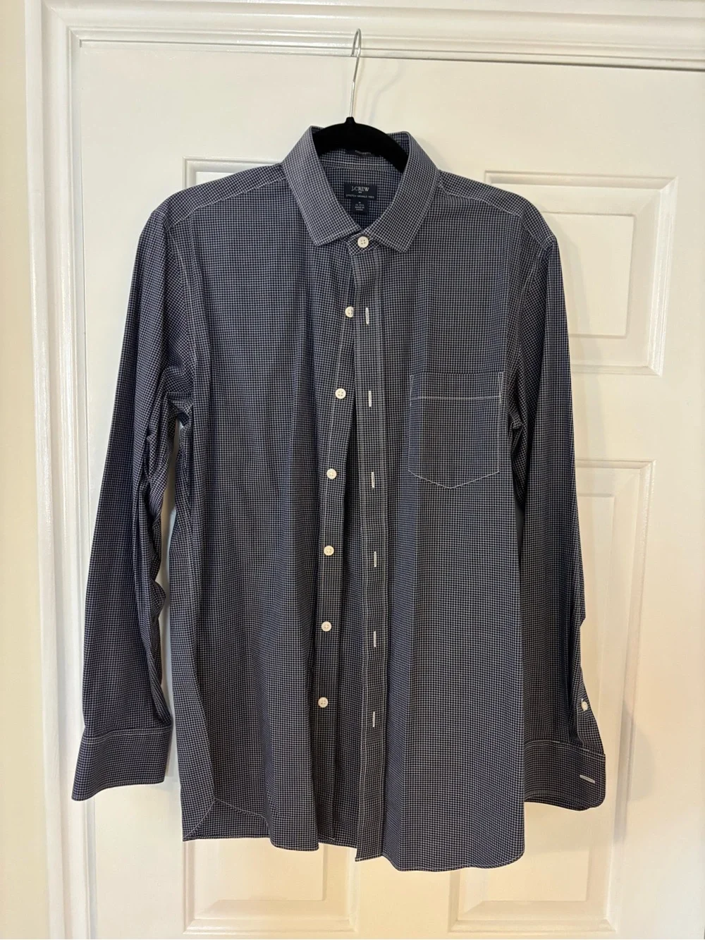J. Crew Men's Navy Micro-Check Dress Shirt